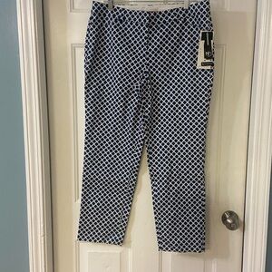 NWT New Directions Navy/Off White Ankle Pants - Size 12
